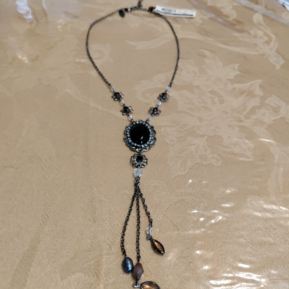 New York and Company Vintage necklace with black and white jewels/beads